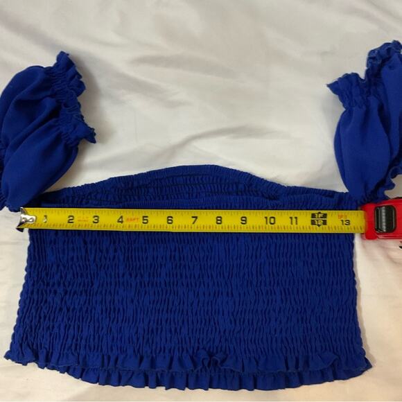 SHEIN Cobalt Blue Cold Shoulder Tube Top  L Coquette Girl Castlecore Balletcore - Picture 3 of 6